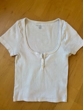 Brandy Melville White Ribbed Scoop Neck Tank